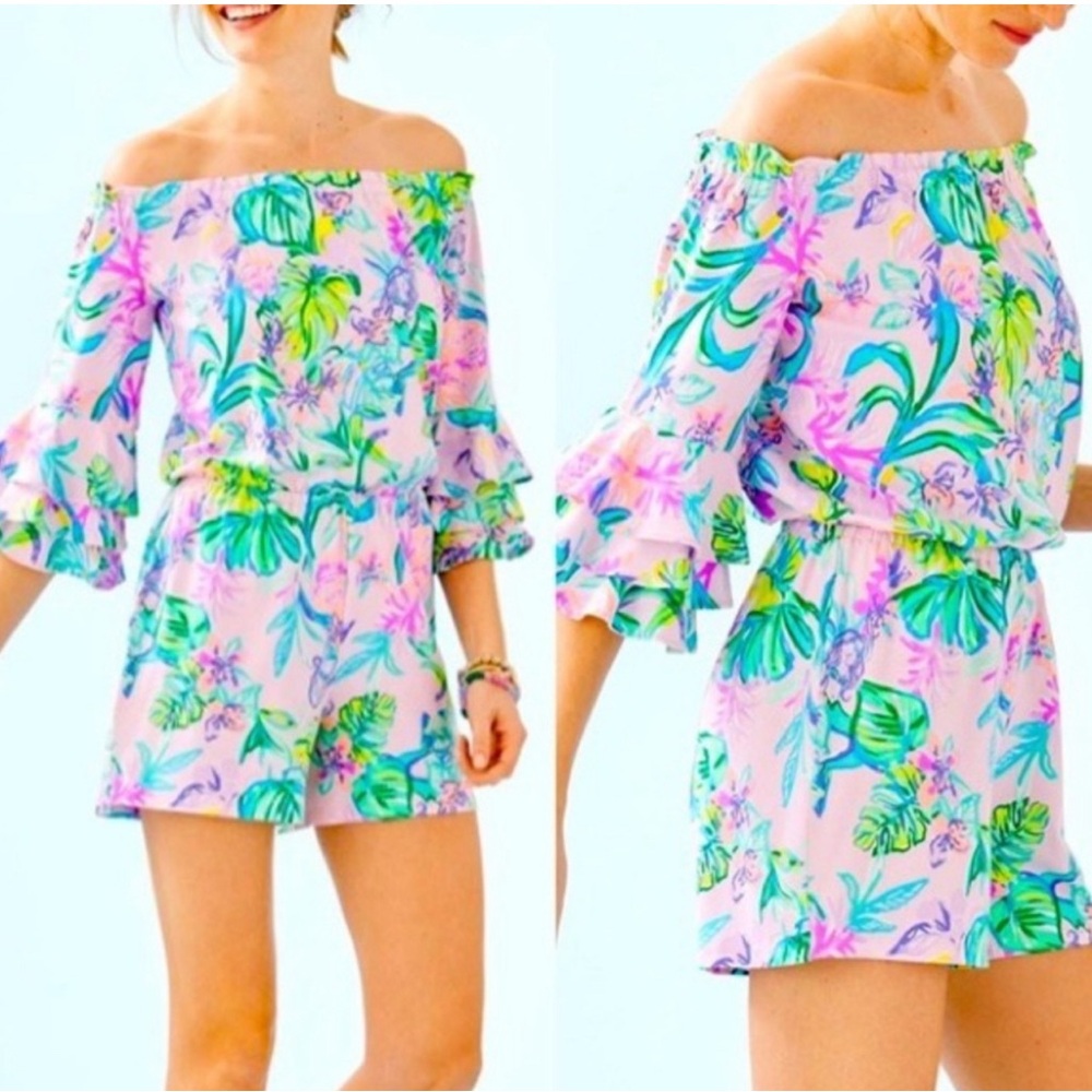 NWT Lilly Pulitzer Calla Romper Mermaid in the Shade. Size Medium.